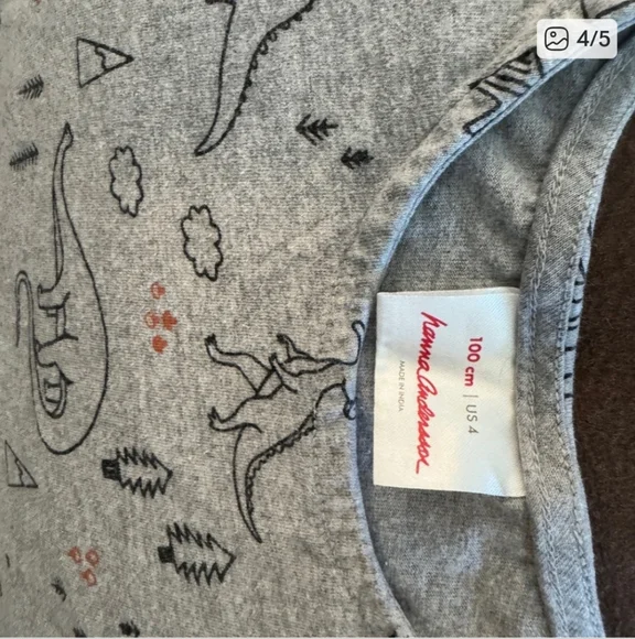 Hanna Andersson Gray Dinosaur Print Kids Dress - Picture 3 of 3